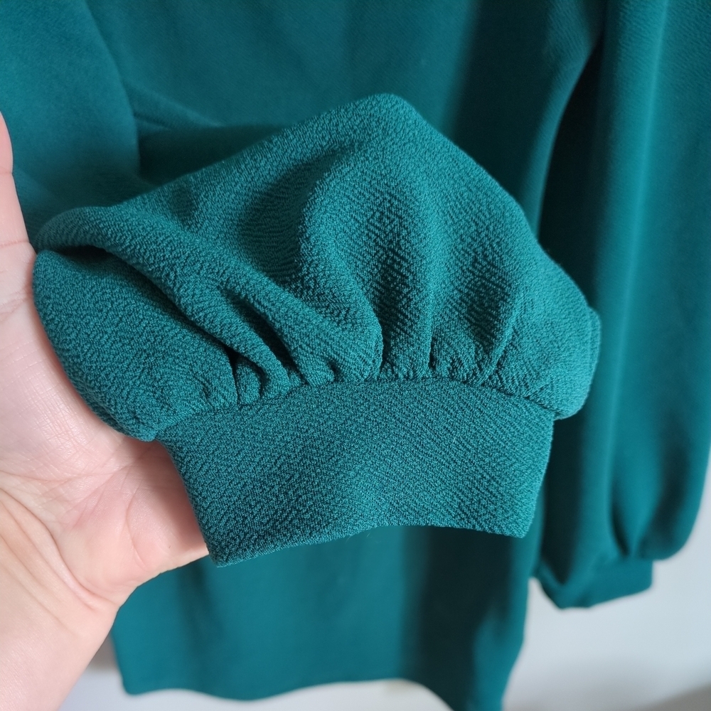 Shein Marley Square Neck Balloon Sleeve Mini Dress in Emerald Green Sz M - Picture 4 of 6